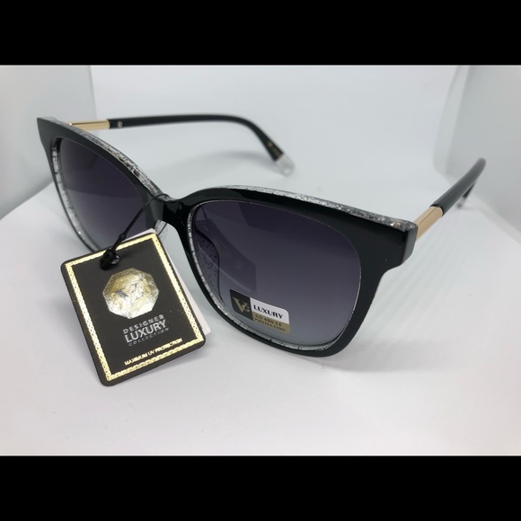 🆕 VG Black with Silver Sparkle Fashion Sunglasses - Picture 3 of 6